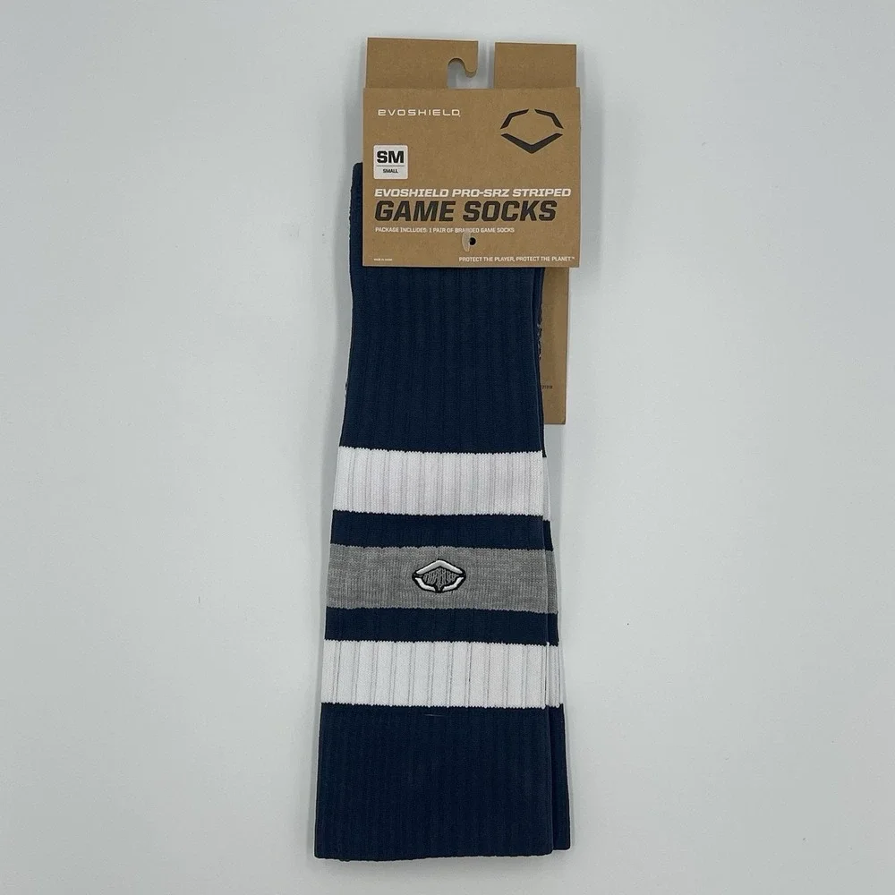 Evoshield PRO-SRZ Striped Baseball/Softball Game Socks Navy/White Size Small - Picture 1 of 5